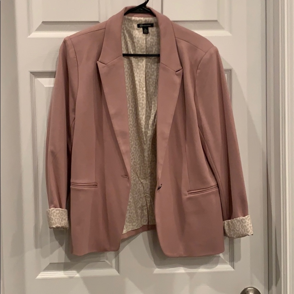 Pink and Leopard Print Blazer